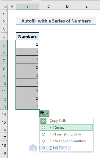 Autofill a Column with a Series of Numbers