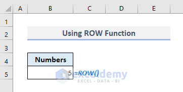 Autofill Numbers by Using ROW Function in Excel