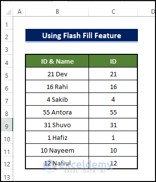 using flash fill to autofill numbers in excel without dragging