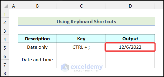 how to insert date in excel