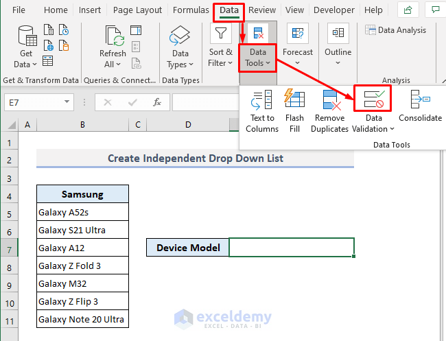 Create an Independent Drop Down List in Excel