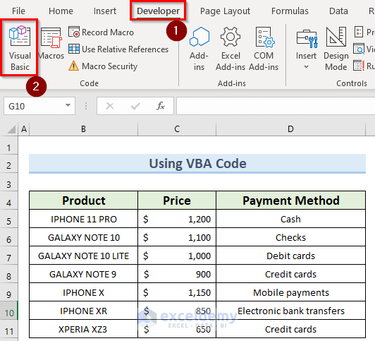 using vba code to remove drop down list in excel