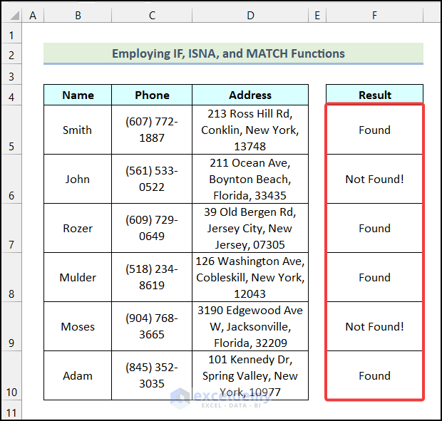 Final output of method 3 to use IF partial match in Excel