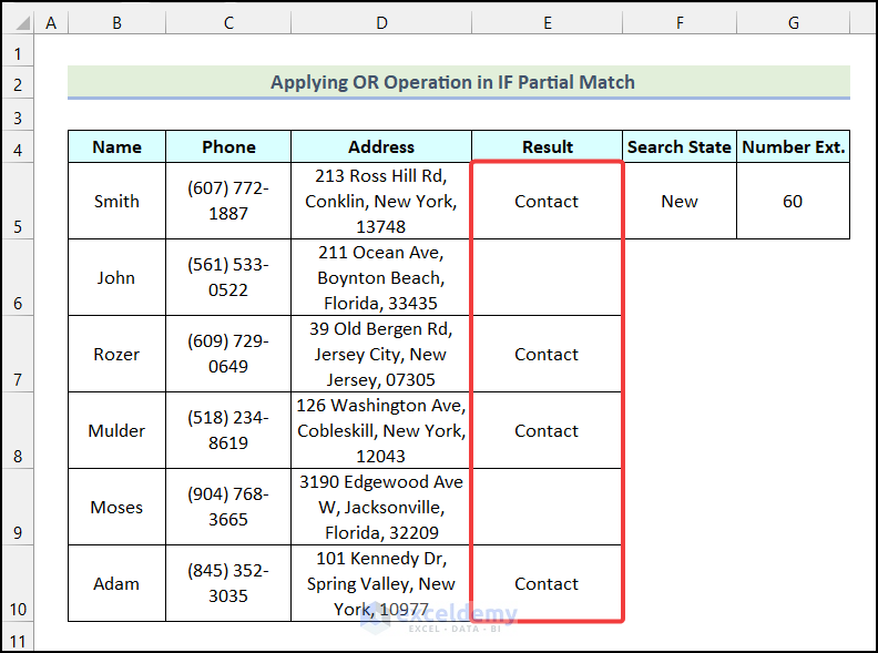 Final output of method 4 to use IF partial match in Excel