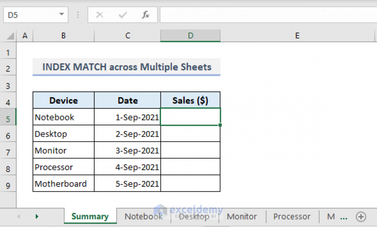  INDEX MATCH across Multiple Sheets In Excel With Alternative 