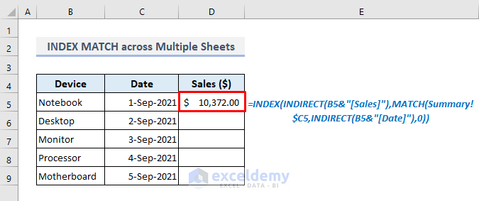 INDEX MATCH across Multiple Sheets in Excel (With Alternative)