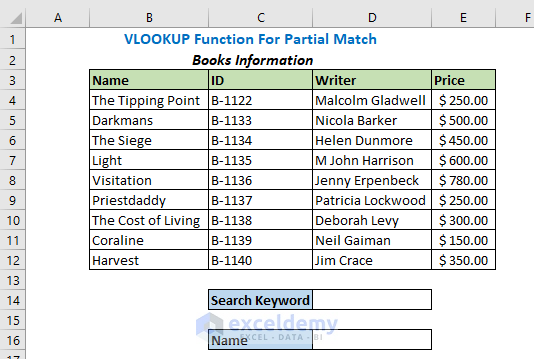 VLOOKUP Function for Partial Match