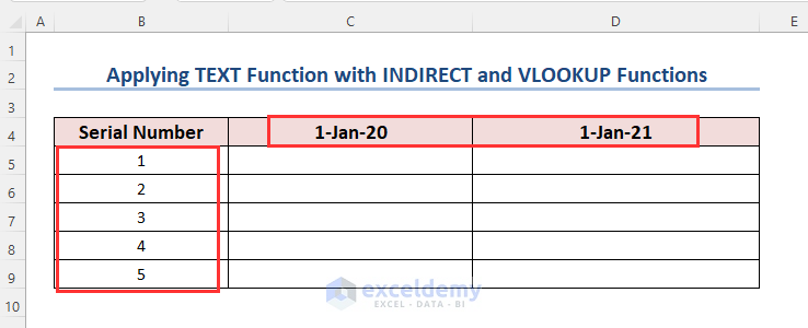 Combination of INDIRECT, VLOOKUP, and TEXT Functions