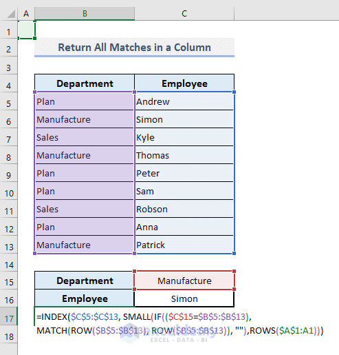 VLOOKUP and Return Multiple Matches in a Column
