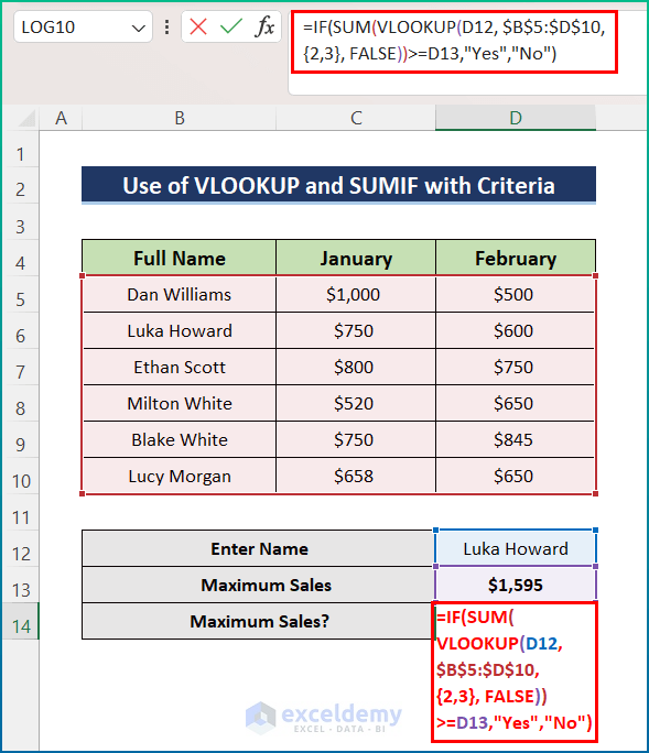 VLOOKUP and SUMIF Multiple Rows with Criteria in Excel