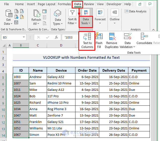 VLOOKUP with Numbers Formatted As Text