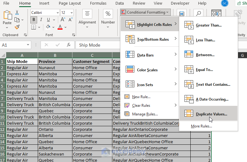 using conditional formatting to filter duplicates