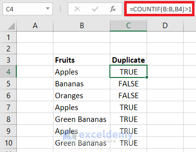 Using COUNTIF to Find Duplicates in Excel