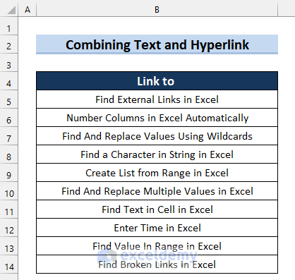 Dataset to Combine Text and Hyperlink in Excel Cell
