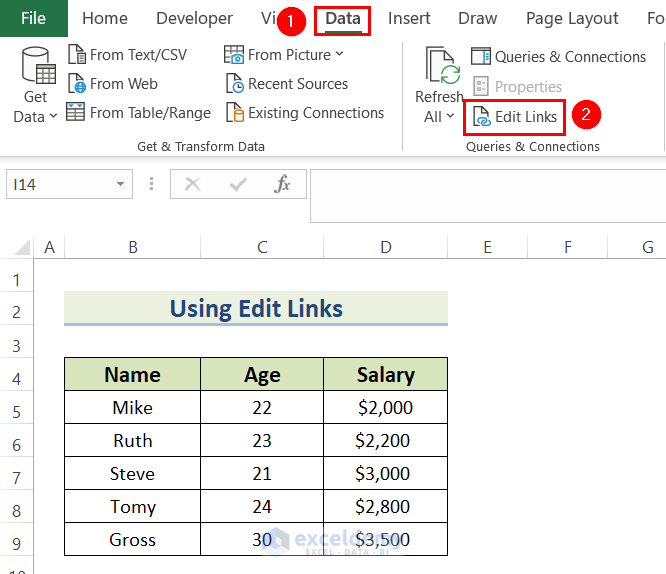 Using Edit Links Feature for Excel Remove External Links