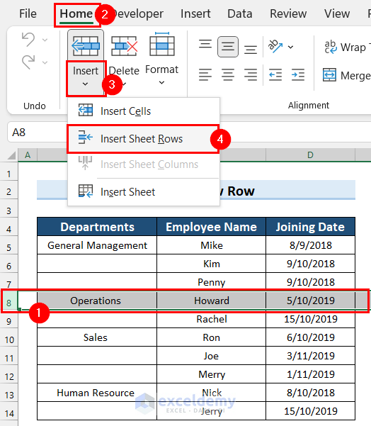 how to insert row in excel