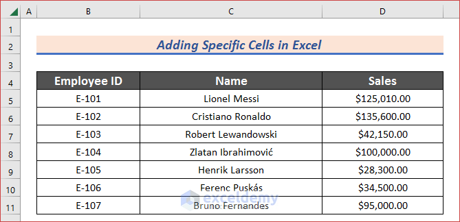 How to Add Specific Cells in Excel