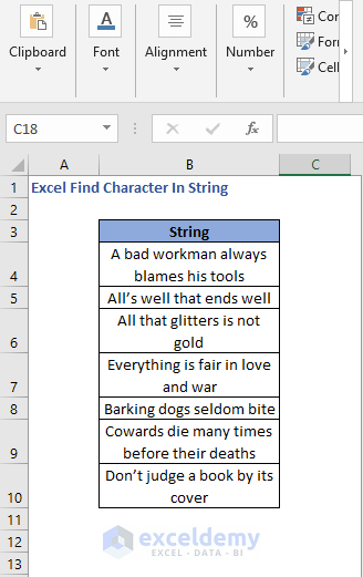 Dataset - Excel Find Character In String