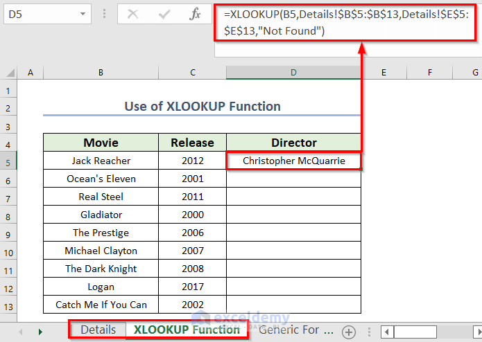 Apply Excel XLOOKUP Functions to Insert Values from Another Worksheet