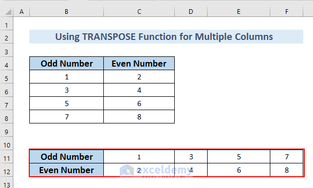 Transpose Columns to Rows In Excel