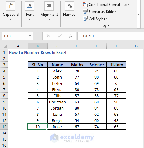 Numbers in Rows - How To Number Rows In Excel