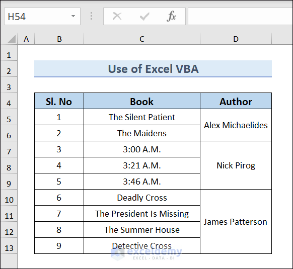 Output of running Excel VBA code to merge rows
