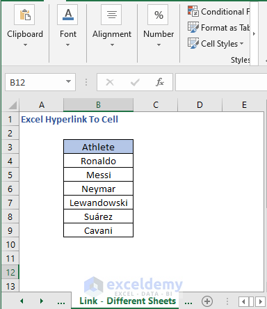 Link - Different Sheets - Excel Hyperlink To Cell