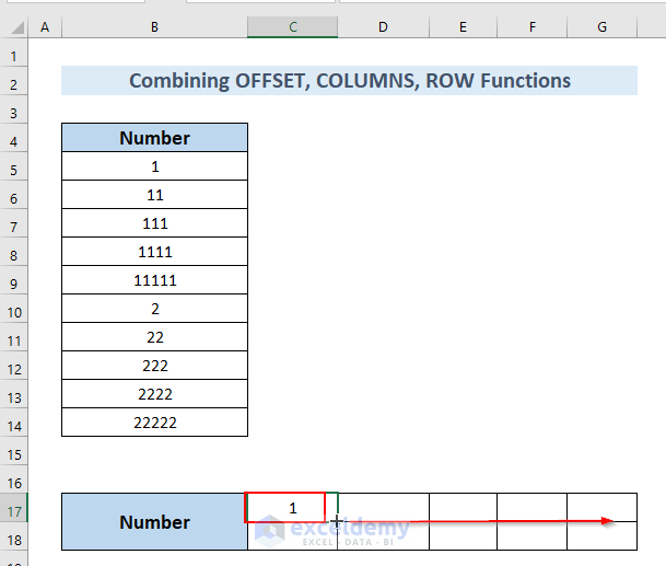Dragging Formula Horizontally to Transpose Columns to Rows In Excel