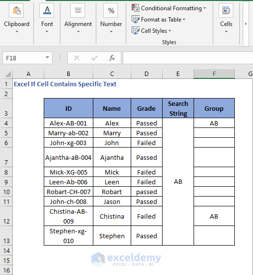 All Result of IF MID FIND Formula code to check cell contains specific text 