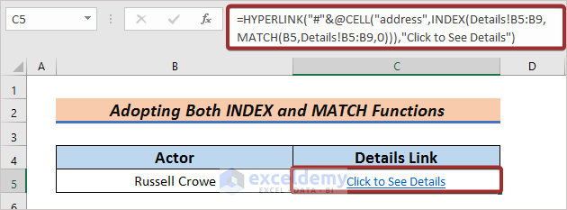 Combine INDEX and MATCH Functions to Create Dynamic Hyperlink
