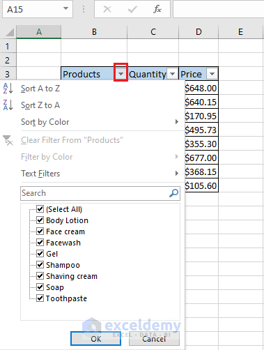 Filtering specific values for sum in the column