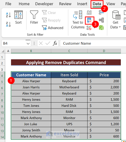 Apply Remove Duplicate Command Based on Criteria in Excel