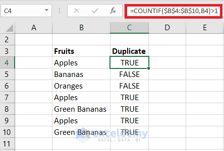 Using COUNTIF to Find Duplicates in Excel from a range