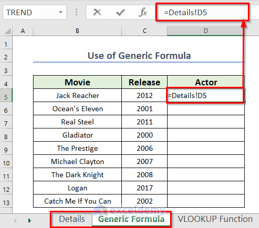 Utilize Generic Formula to Pull Values from Another Worksheet in Excel