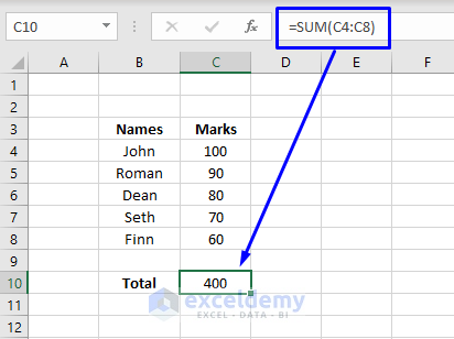 sum function to add rows