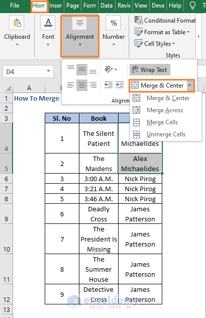 Merge options - How To Merge Rows In Excel