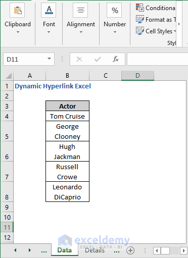 Data Sheets from Dynamic Hyperlink Excel