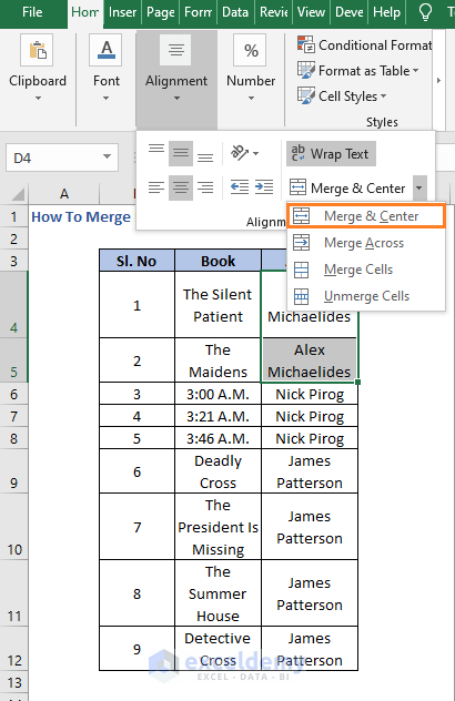 Merge & Center - How To Merge Rows In Excel