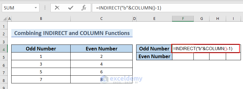Merging INDIRECT and COLUMN Functions to Transpose Columns to Rows In Excel