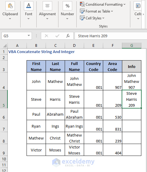 Concatenate result integers strings with VBA