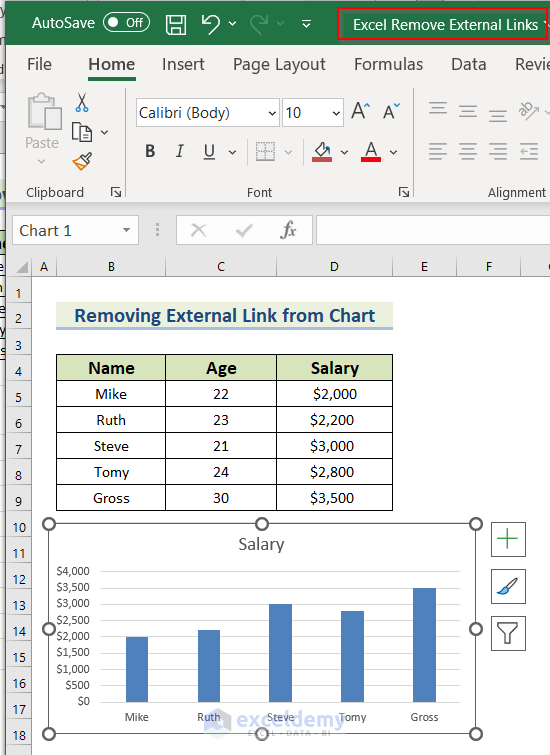 Removing External Link from Excel Chart