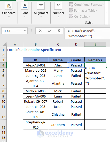 IF Formula code to check cell contains specific text 