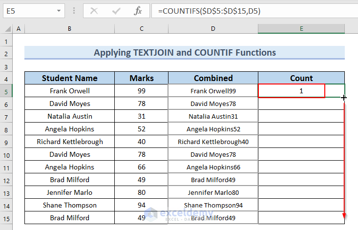 Use of COUNTIF Function for Formula to Automatically Remove Duplicates in Excel