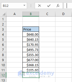 Selecting cell for applying AutoSum in column