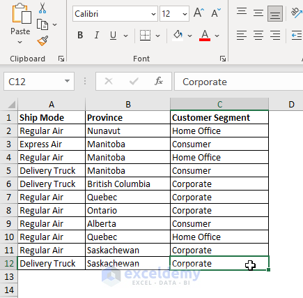 data table after filter duplicates in excel