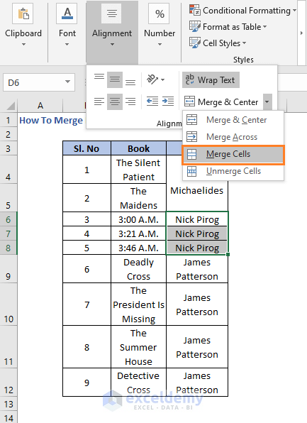 Merge Cells - How To Merge Rows In Excel