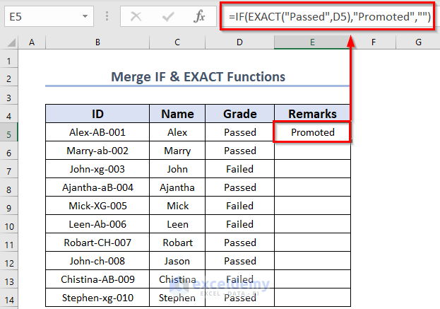 Combine IF & EXACT Functions to Check If Cell Contains Specific Text in Excel