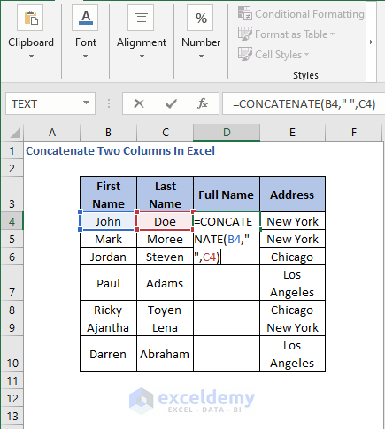 CONCATENATE Formula - Concatenate Two Columns In Excel