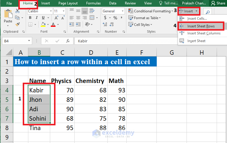 Using Row Insert Multiple Rows from ribbon options