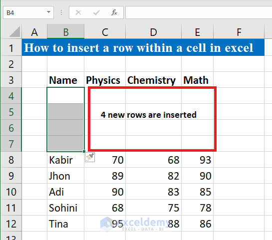 Using Row Insert Multiple Rows are inserted